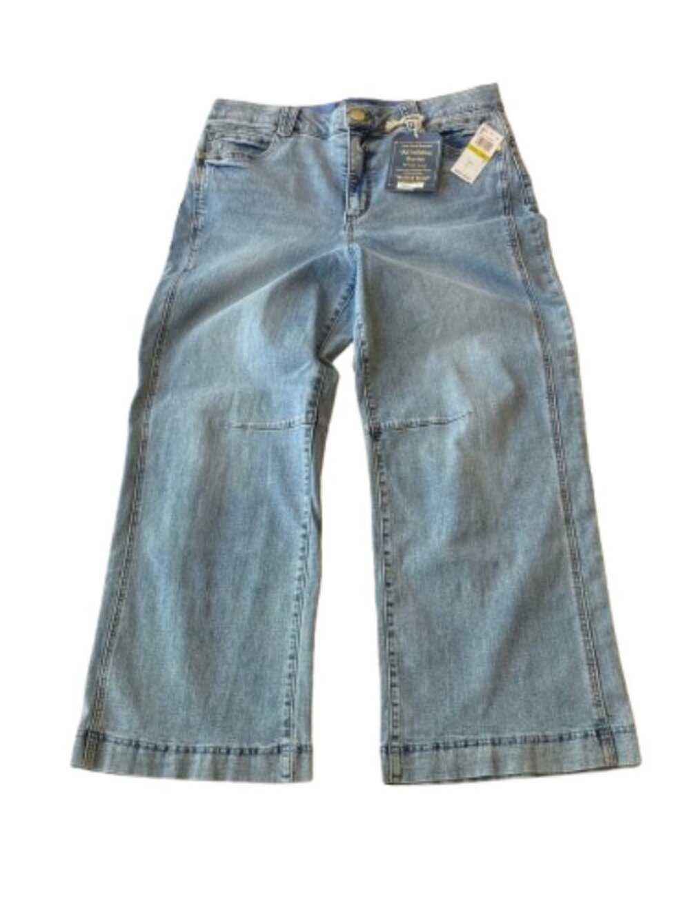 Democracy Ab Solution Skyrise Round Up Wide Leg Jean 14 PETITE Light Vintage NWT